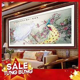 Mua Tranh thêu chữ thập chim công hn0890 148x66cm