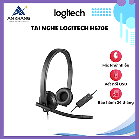 Tai nghe Logitech H570e Thiết kế On-ear gọn nhẹ, Tích hợp bộ điều khiển trên dây - Hàng Chính Hãng - Bảo Hành 24 Tháng