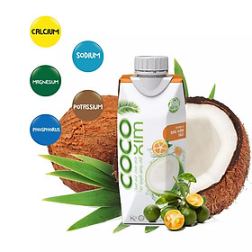 Hộp Nước Dừa Đóng Hộp từ 100% dừa tươi nguyên chất hương vị Tắc - Thương hiệu COCOXIM 330ml