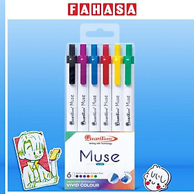 Vỉ 6 Bút Lông Màu Muse Vivid Dạng Bấm - Quantum