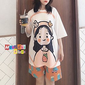 Quần Short Cartoon Unisex Màu Cam Khủng Long - Quần Đùi Hoạt Hình Siêu Cute - MM