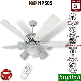 Quạt trần đèn Kim Thuận Phong KTP NP505 - cánh gỗ - Hàng chính hãng