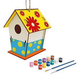 2x Unpainted DIY Birdhouse Build Paint Hanging Wooden Birdhouse Set Craft