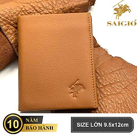 Ví Nam Đứng, Da Bò Mềm Mại GENTLE, Size Lớn, Thiết Kế Cổ Điển Đơn Giản - Đẹp Mắt, Dáng Đứng - Gập 2, Ngăn Đựng Tiền Có Khóa Kéo, Nhiều Ngăn Để Giấy Tờ Tiện Dụng - Hàng Chính Hãng SAIGIO - Vàng bò