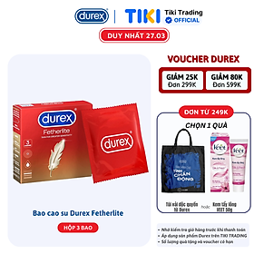 Bao cao su Durex Fetherlite Hộp 3 Bao