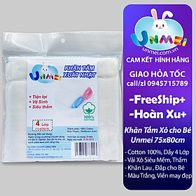 Khăn Tắm Xô Unmei  100% Cotton 4 Lớp Kích Thước 75x80 - Giao Viền Ngẫu Nhiên