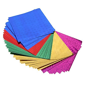 3 Sizes Colorful Folding Paper Hologram Origami Paper Solid Color for  Children Handmade DIY Art Craft