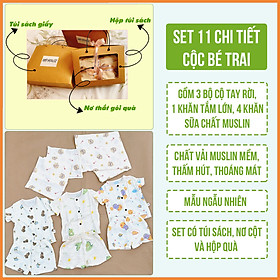 Set Quà Tặng Sơ Sinh 11 Chi Tiết Chất Vải Muslin Cho Bé Trai Và Bé Gái
