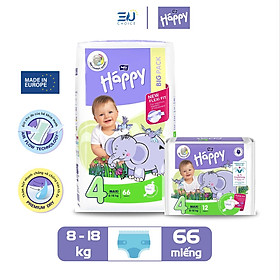 Bỉm T4, tã dán cao cấp BELLA HAPPY nhập khẩu Pháp 46 miếng cho bé 8