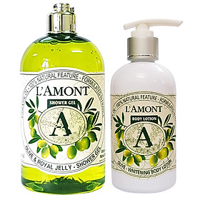 Combo Sữa Tắm L'AMONT Olive & Honey Shower Gel (500ml) Và Sữa Dưỡng Thể L'AMONT Olive Body Lotion (250ml)