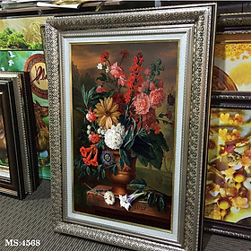 Tranh hoa treo tường phong cách cổ điển Châu âu. Tranh in trên chất liệu vải canvas cao cấp, khung gỗ composit. MS 4568