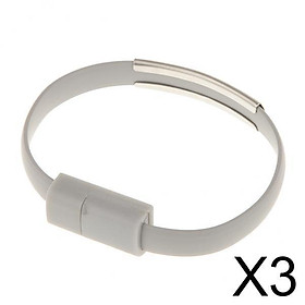 3xBracelet Wrist Band USB Data Sync and Charging Cable for iPhone-Grey