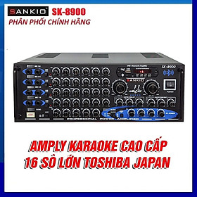 Amply Bluetooth 16 sò lớn Sankio SK-8900 - Ampli Karaoke Gia Đình sân khấu hội trường 8 cổng Micro, 2 quạt gió - Hàng chính hãng cao cấp