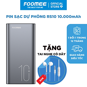 Mua Pin sạc dự phòng 10000mAh FOOMEE RS10 - Xanh Dương/Xám - Đầu Vào Type C/MicroSạc - Hàng Chính Hãng