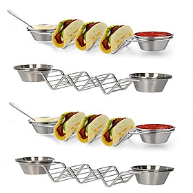 2x Stainless Steel Taco Holder Tray Stand Rack Server Kitchen Cooking Tool