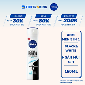 Xịt Ngăn Mùi NIVEA Black & White Ngăn Vệt Ố Vàng Vượt Trội 5in1 (150ml) - 82230