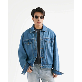 Áo khoác denim nam / Áo khoác jean nhãn vải chính. Form Loose - ROUTINE 10F25DJA007
