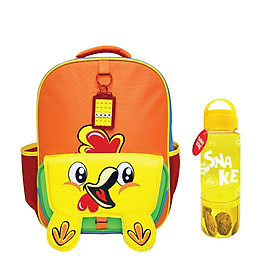 Combo Balo Sáng Tạo TOONYKIDS Cá Nhân Hóa và Bình Nước Gà Rắn TN00423-004 [Tặng Kèm Sticker