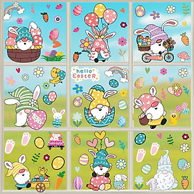 Easter Window Stickers Rabbit Dwarf Static Clings Glass Decals for School