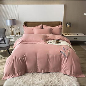Bộ 4 Món Chăn Ga Gối m6/m8/2m Họa Tiết Thêu New fabric Sắc Nét Cotton Linen Tiệm Nhà Mêu