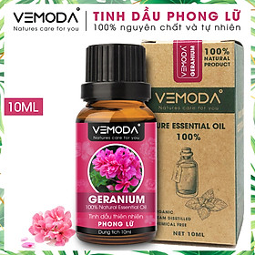 Tinh dầu Phong lữ cao cấp. Geranium Essential Oil. Tinh dầu xông phòng giúp kháng khuẩn, nấm, giảm căng thẳng, chăm sóc da. Tinh dầu thơm phòng cao cấp Vemoda