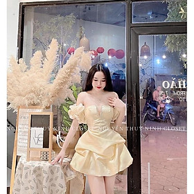 Đầm kiểu nữ trễ vai xoè tay bồng gợi cảm duyên dáng