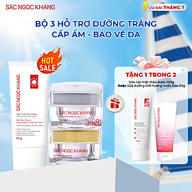 Combo Mờ Nám - Nâng Tông - Bảo Vệ Toàn Diện Kem chống nắng 50g + kem ngày 30ml + kem đêm 30g (Sắc Ngọc Khang Official)
