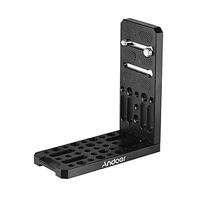 Đế Chữ L Hợp Kim Nhôm Có Lỗ Ốc 1/4 & 3/8 Inch Andoer Cho Máy Ảnh Canon Nikon Sony Đen
