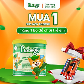 [Tặng bộ ô tô đồ chơi] Sữa non thảo dược chùm ngây Babego 342gram cải thiện biếng ăn, táo bón, chậm tăng cân, hay ốm vặt - Dòng Cao Cấp