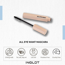 Mascara cong, dày, dài, tơi mi, không trôi All Eye Want Mascara (8.5ml) INGLOT