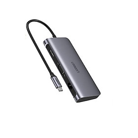 Mua Cáp Chuyển Đổi USB Type-C Sang Vga + HDMI 2K4K + 3*USB 3.0 Ports + Gigabit Lan + Type-C PD dài 15cm màu Gray Ugreen TC60557CM212 Hàng chính hãng.