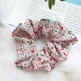 CỘT TÓC SCRUNCHIES LỤA HOA CHERRY NHÍ TO DÚN NHIỀU CJ5