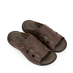 Dép nam quai ngang da bò cao cấp đế cao su SUNPOLO DQN018