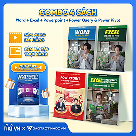 Hình ảnh Combo 4 Sách Word -  Excel - Power Point - Power Query & Power Pivot ĐÀO TẠO TIN HỌC Ứng Dụng Văn Phòng Kèm Video Khóa Học