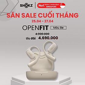 Tai nghe không nhét tai Bluetooth True Wireless Earbuds Shokz OpenFit - Thế Hệ Mới Nhất - Hàng Chính Hãng - Màu Be