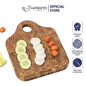 Mua Thớt thái gỗ teak đầu cây KAIYO decor hình giỏ xách  kích thước 26 x 22 x 2cm