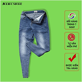 Quần jeans nam co dãn , quần bò nam kiểu trơn và xước thiết kế trẻ trung đơn điệu phá cách gồm 5 kích thước (28-32) Julido mẫu QJN099703 - Màu xanh phối bạc