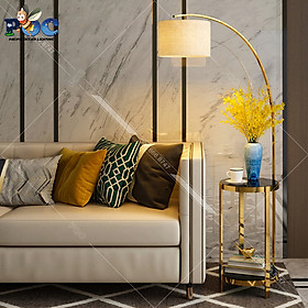 Đèn Sàn Trang Trí Phòng Khách Sang Trọng Thân Hợp Kim Cao Cấp Mạ Vàng Có Kệ Decor Tiện Lợi Đọc Sách Thưởng thức Trà ML1001