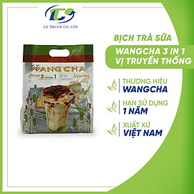 Bịch Trà Sữa Wangcha 3IN1 Vị Truyền Thống pha trà sữa tiện lợi - Bột Hòa Tan Trà Sữa Truyền Thống 6 gói và Thạch 3Q Caramel 6 gói thơm ngon đi kèm - Trà sữa 3IN1 Vị Truyền Thống cao cấp, dễ sử dụng (600gr/bịch)