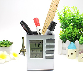 Mua Hộp đựng bút kiêm đồng hồ để bàn V1 hình vuông (Tặng kèm quạt mini cắm USB vỏ nhựa giao màu ngẫu nhiên)