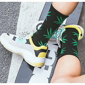 Set 3 Đôi Tất Cao Cổ Nam Họa Tiết Lá Tre Độc Đáo Khác Biệt Thời Trang Cool Ngầu TN88