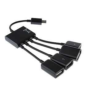 4 in 1 Micro USB Hub Male to Female Three USB 2.0 Host OTG Adapter Cable