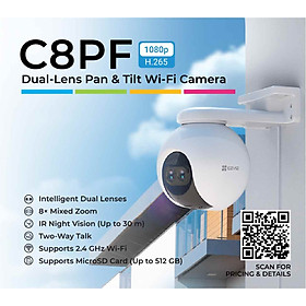 Camera wifi trong nhà ngoài trời ptz ezviz quay quét 355 độ tích hợp ai - có màu ban đêm - hàng chính hãng