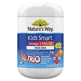 Nature's Way Kids Smart Omega 3 Fish Oil Trio 180 Capsules - Kẹo mềm dầu cá tự nhiên cho trẻ
