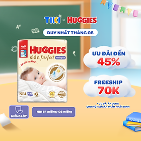 [Tặng kèm miếng] Miếng lót Sơ Sinh Huggies Tràm Trà NB1 64 miếng và 108 miếng