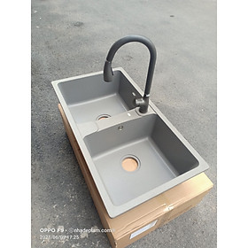 Mua Chậu rửa bát đá màu ghi xám sạch sẽ sang trọng 2 hộc siêu to siêu rộng CHINOX 88x49cm ( dòng đá nhập khẩu sờ mịn tay siêu lì)
