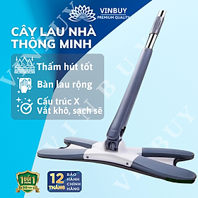 Mua Cây lau nhà tự vắt chữ X thông minh đầu xoay 360*  có bông lau sợi Microfiber mềm mịn thấm hút VinBuy – Hàng chính hãng