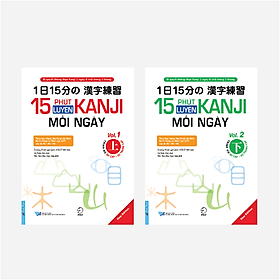 Sách Combo 15 Phút Luyện Kanji Mỗi Ngày Vol 1+2 - First News