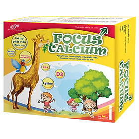 Canxi cho trẻ Focus Calcium - Canxi cho bé dạng nước bổ sung canxi từ tảo biển, vitamin D3 giúp hấp thu canxi dễ dàng - Hộp 20 ống
