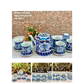 Mua Bộ ấm chén - men lam cổ sứ Bát Tràng